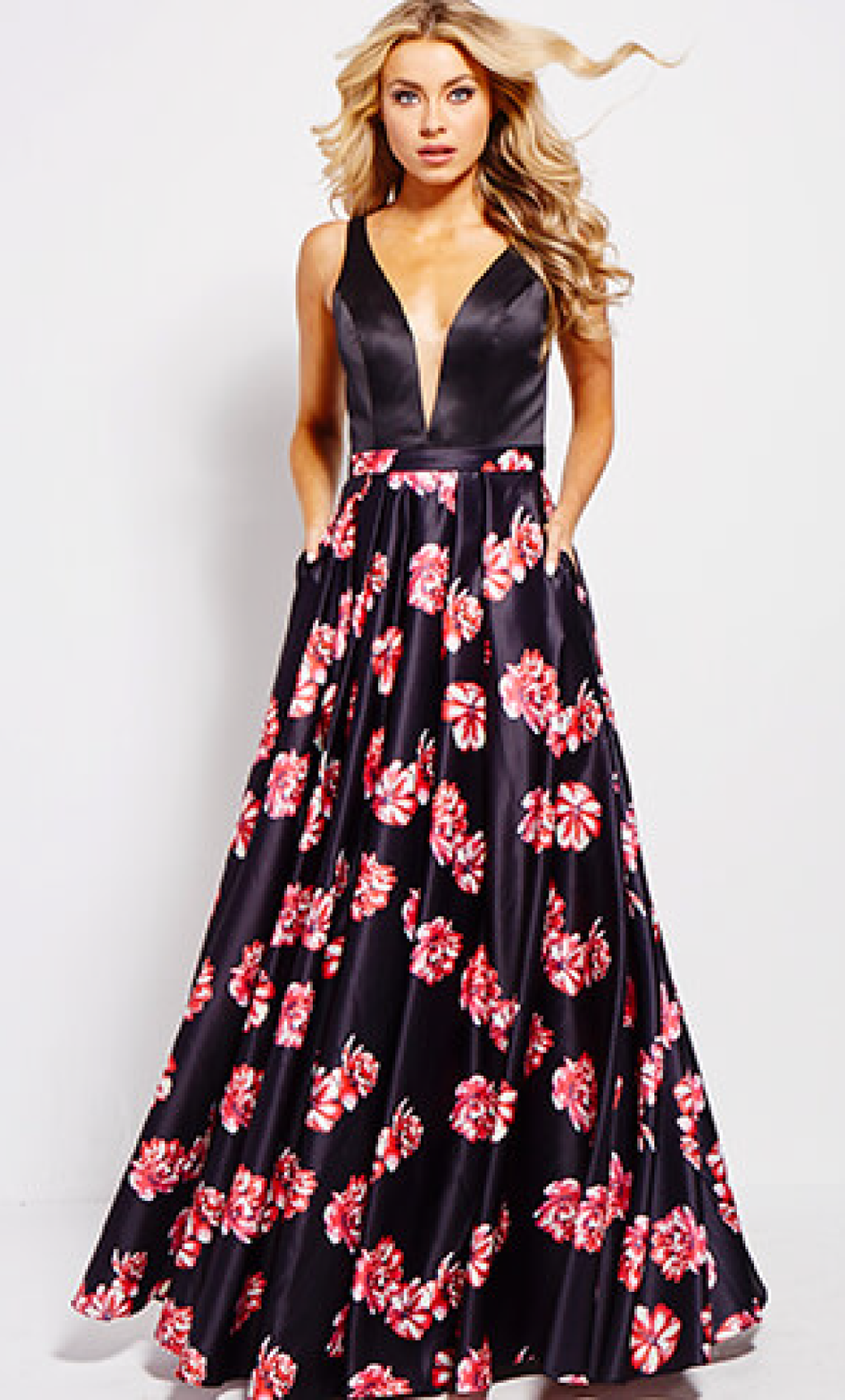 Vestido negro estampado escote en V - Laila's Dress