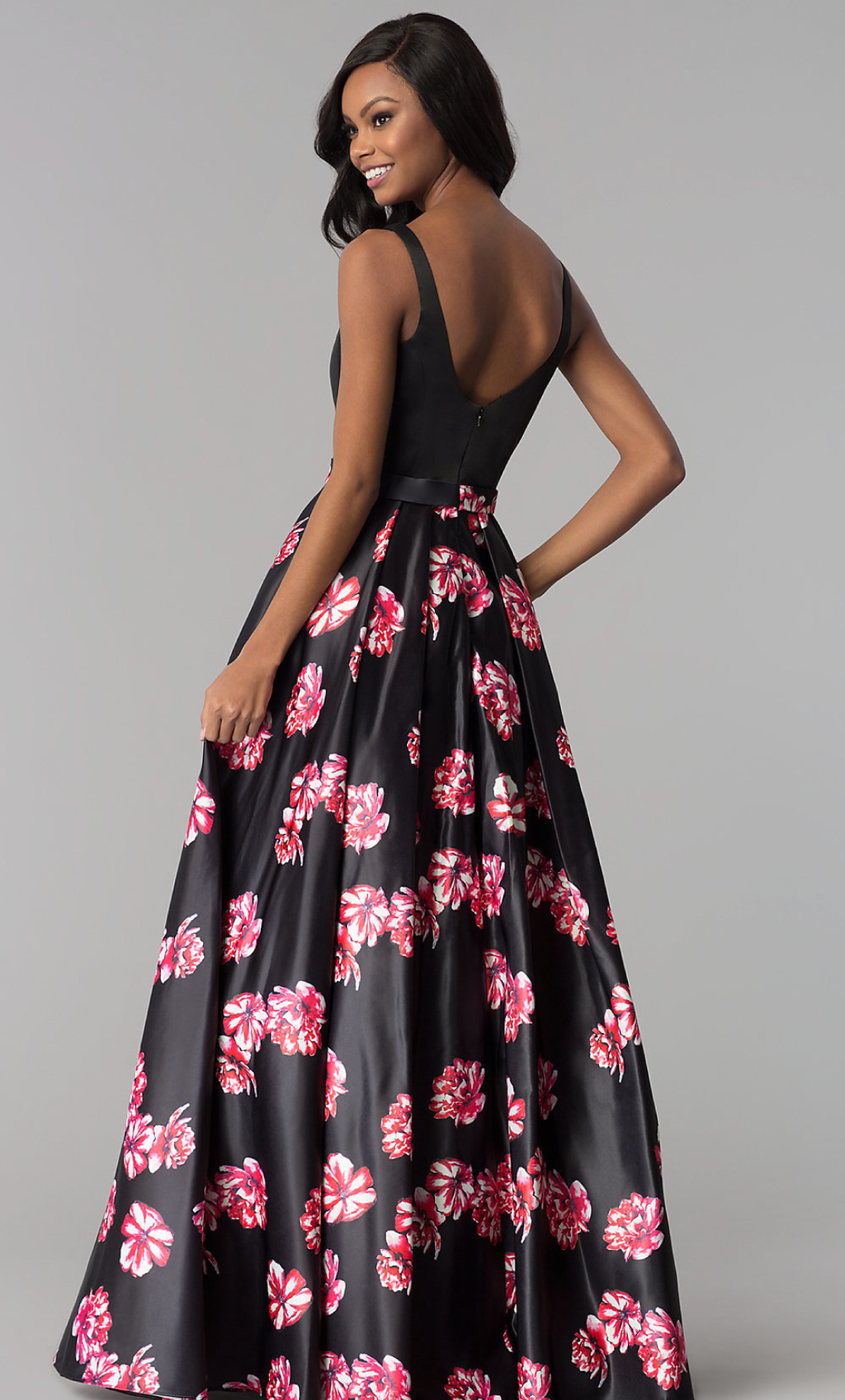Vestido negro estampado escote en V - Laila's Dress