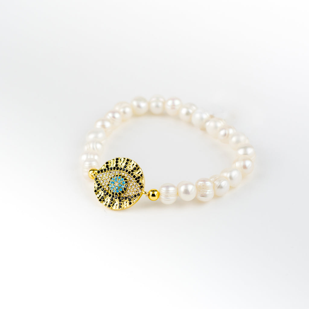 Pulsera de perlas y dije de ojo turco - Laila's Dress