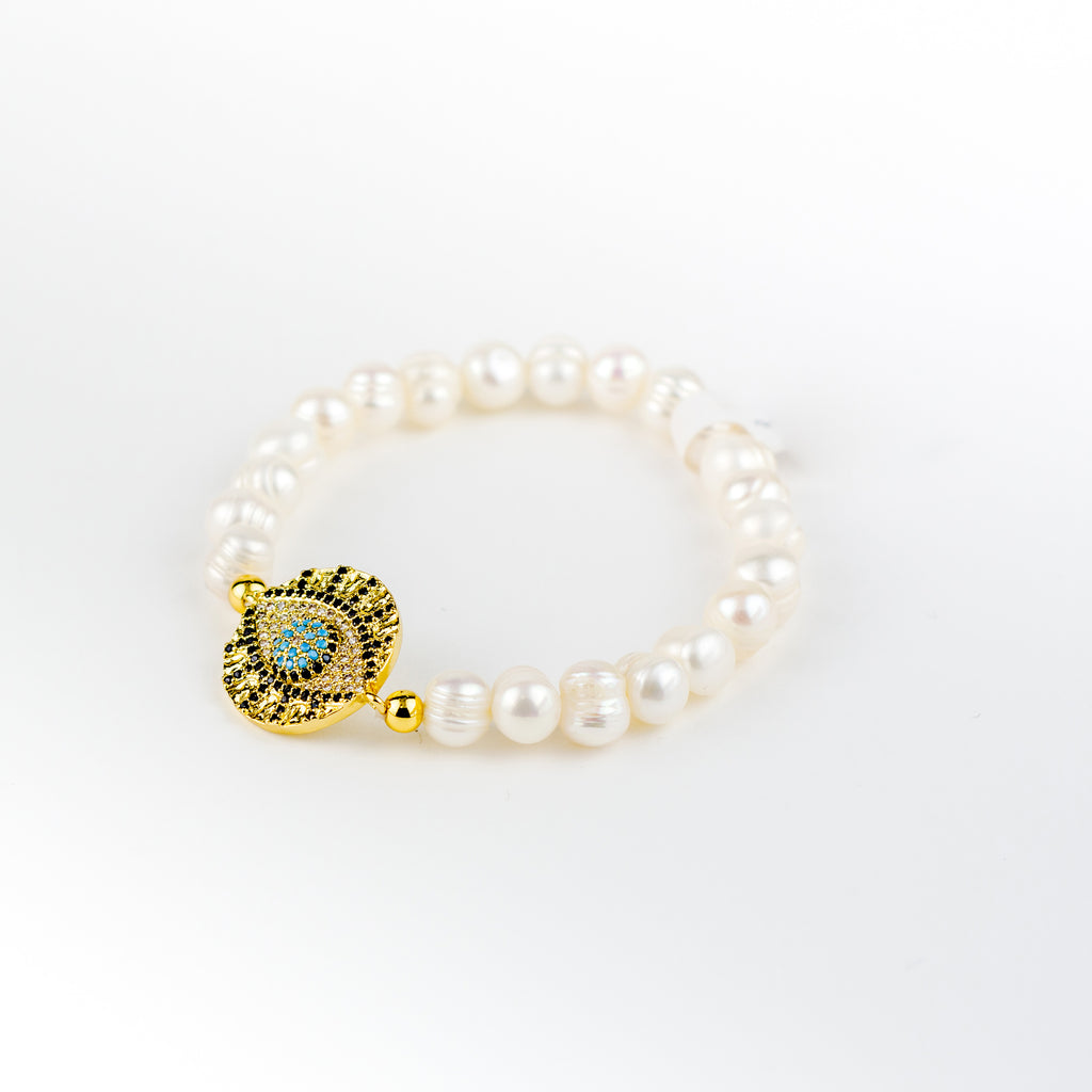 Pulsera de perlas y dije de ojo turco - Laila's Dress