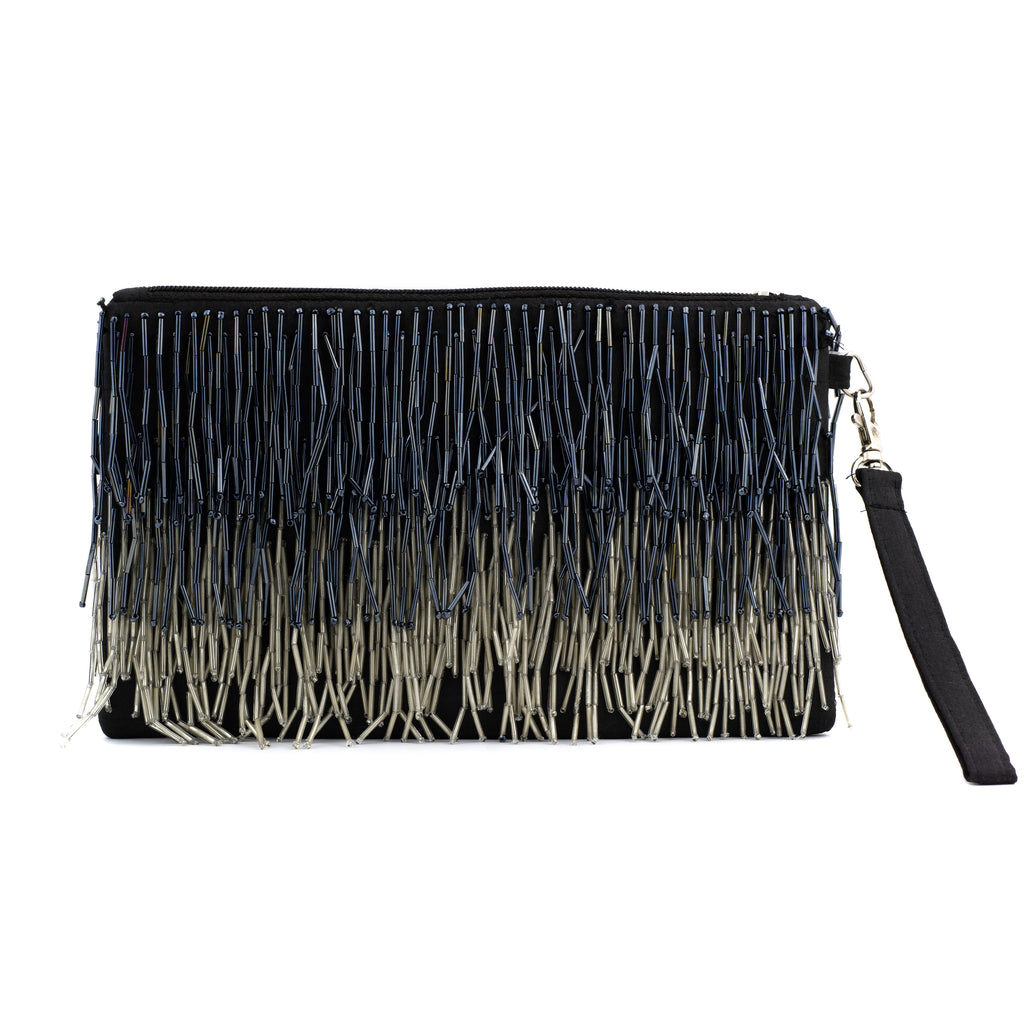 Bolsa de mano negra con flecos - Laila's Dress