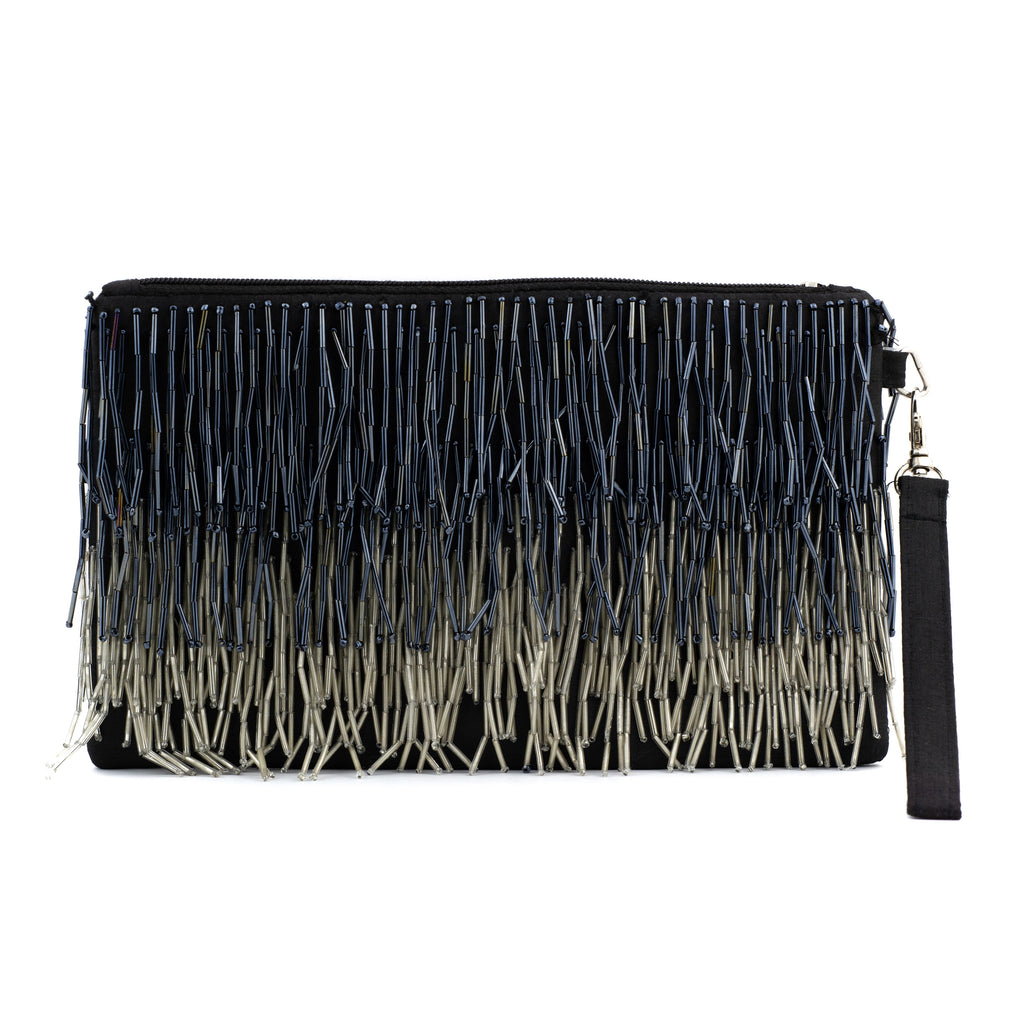 Bolsa de mano negra con flecos - Laila's Dress