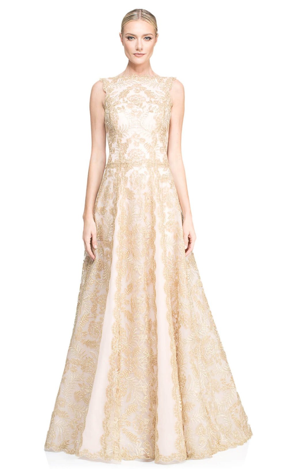 Vestido light gold escote estilo barco - Laila's Dress